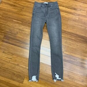 Abercrombie & Fitch Super Skinny‎ Ankle High Rise Gray Jeans Womens Size 24 Rips